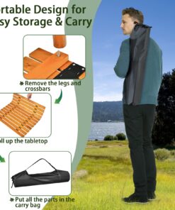 COSTWAY Wood Picnic Folding Roll Up Outdoor Camping Beach Dining Use Low Portable Table with Carrying Bag 14 81KBHiwRByL