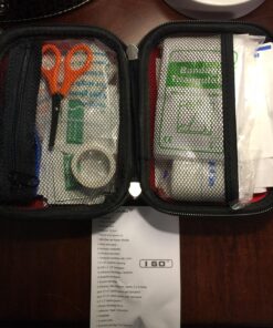 I GO 85 Pieces Hard Shell Mini Compact First Aid Kit, Small Personal Emergency Survival Kit for Travel Hiking Camping Backpacking Hunting Marine Car Red 59 81KDAnpMt8L