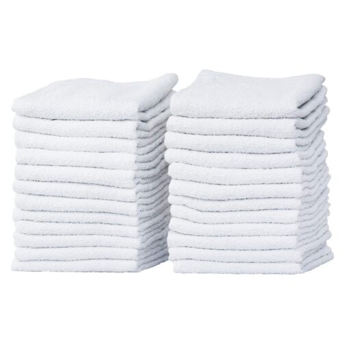 Pacific Linens 24-Pack White 100% Cotton Towel Washcloths, Durable, Lightweight, Commercial Grade and Ultra Absorbent 1