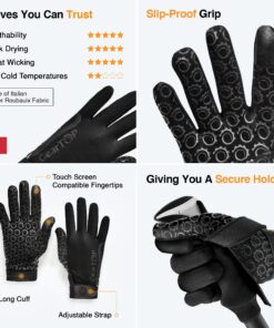 GearTOP Touchscreen Winter Gloves for Women & Men - Hiking Running Gloves for Cold Weather - Work Driving Bike Black Gloves for Men Warm Glove Liners Large 7 81KDwFdOE L