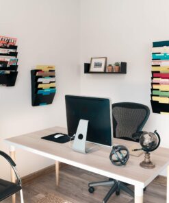 Wallniture Lisbon 10-Tier Wall Mounted File Holder and Desk Organizer, Metal Black Office Organization and Storage Rack 11 81KE9AYnp1L