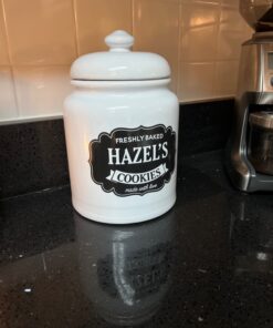 GiftsForYouNow Farmhouse Made with Love Personalized Cookie Jar, 10" Tall & 8" Diameter - Air Tight Ceramic Lid for Freshness, Customize Name on Jar, Hand Washable White Ceramic 11 81KEZIVKWTL