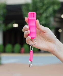 SABRE Pepper Spray, Supports National Breast Cancer Foundation, Maximum Police Strength OC Spray, Quick Release Keychain for Easy Carry and Fast Access, Finger Grip for More Accurate Aim, 25 Bursts Pink (1-Pack) 32 81KHNFwNBL
