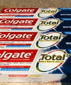 Colgate Total Teeth Whitening Toothpaste, 10 Benefits Including Sensitivity Relief ,Whitening Mint, 4.8 oz ( Pack of 4 ) Whitening Paste 4.8 Ounce (Pack of 4) 35 81KIUuBYqkL
