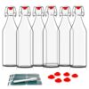 Otis Classic Swing Top Glass Bottles - Set of 6, 16oz w/Marker & Labels - Clear Bottle with Caps for Juice, Water, Kombucha, Wine, Beer Brewing, Kefir Milk or Eggnog 12 81KKetBCGVL