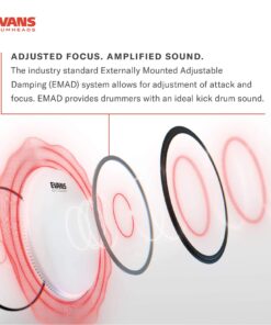 Evans EMAD2 Clear Bass Drum Head, 20” – Externally Mounted Adjustable Damping System Allows Player to Adjust Attack and Focus – 2 Foam Damping Rings for Sound Options - Versatile for All Music Genres 20-inch 9 81KNibUJiiL