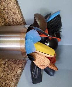 Oggi Stainless Steel Jumbo Utensil Holder - 7" Utensil Caddy, Weighted Base for Stability - Extra Large Utensil Crock and Countertop Utensil Organizer, Stainless Steel Stainless Steel - 7" 53 81KOY wcjKL