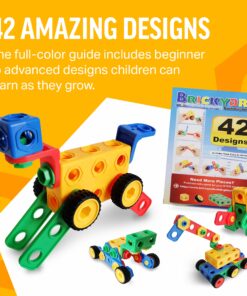 Brickyard Building Blocks STEM Toys - Educational Building Toys for Kids Ages 4-8 with 163 Pieces, Tools, Design Guide and Toy Storage Box, Gift for Boys & Girls 163 Piece 30 81KQ39zwxDL 2