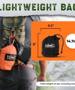 Nature's Hangout XL Hammock Straps - 10 feet (20 ft, 32 Loops Total). Longest, Strongest & Most Versatile. Quick Easy Setup for All Hammocks. Lightweight & Tree Friendly. No Stretch Polyester Black 34 81KR4 UQQbL