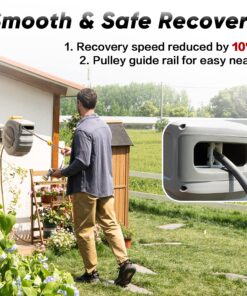 GLAHODEN Retractable Garden Hose Reel, 5/8in x 65ft+6ft Slow Return System Water Hose Reel, Patented Design for Any Length Lock Increase Flow Rate By 20% 2 Year Anti-fading Hose Reel Wall Mount 5/8" 65FT 21 81KRdjsFLL