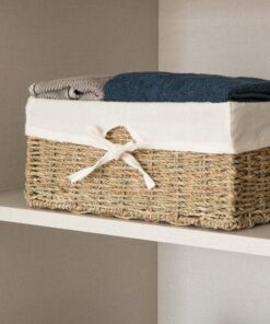Vintiquewise(TM) Seagrass Shelf Basket Lined with White Lining 1 Pack 25 81KS1e iTlL