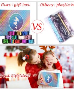 Alternative view of KUUQA 16 Pcs Magic Sequins The Mermaid Bracelets 2-Color Sequin Reversible Glitter Slap Bracelets Charms Wristband for Kids Little Mermaid Birthday Party Favors Bags Supplies (Random Colors)