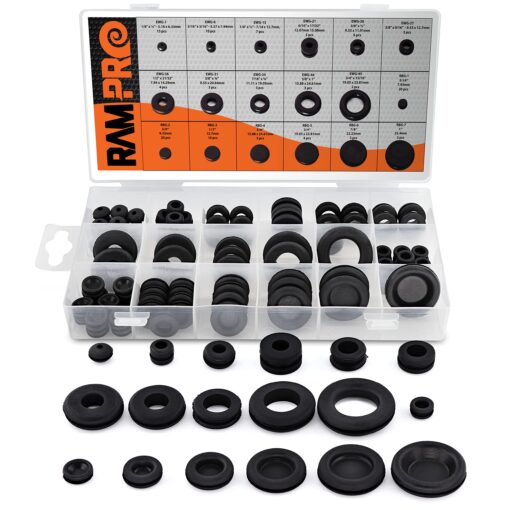 125pc 18 Sizes Rubber Grommet Kit - Includes Rubber Grommets for Wiring, Rubber Hole Plugs, and Automotive Firewall Grommet (1/4” 5/16” 1/2” 7/32” 3/8” 9/16” 5/16” 5/8” 3/4” 7/8” 15/16” 21/32” 1”)