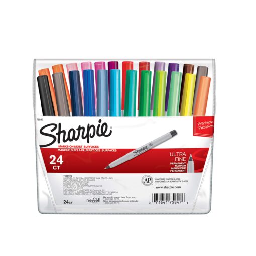 SHARPIE Permanent Markers, Ultra Fine Point, Assorted Colors, 24 Count 24-Count Ultra-Fine