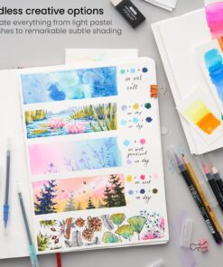 ARTEZA Real Brush Pens, 48 Watercolor Pens for Dynamic Watercolor Effects and Calligraphy, Flexible Nylon Brush Tips, Paint Markers Perfect for Drawing, Journaling, Artistic Projects, and Gift 49 36 81KUWozHTSL