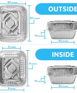 Alternative view of MontoPack Disposable Takeout Pans with Clear Lids | 1lb Capacity Aluminum Foil Food Containers with Strong Seal for Freshness & Spill Resistance | Eco-Friendly & Recyclable | 50-Pack of 5x4” Drip Pan