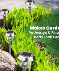 Signature Garden Premium Stainless Solar Garden Lights - Super-Bright 15 Lumens - Perfect Neutral Design; Makes Garden Pathways & Beds Look Great - Easy NO-Wire Installation; Water-Resistant Stainless Steel Silver 6-pack 24 81KZWBuDLkL 1