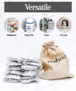 100% Natural Bamboo Charcoal Air Purifying Bag - Set of 12 Carbon Filters, Deodorizer Bags, Odor Absorber for Diaper Pail, Trash, Shoes, Closets, Cars, Fridge, Pets House, Kitchen, Home by purifyou 29 81KZvMg5qPL