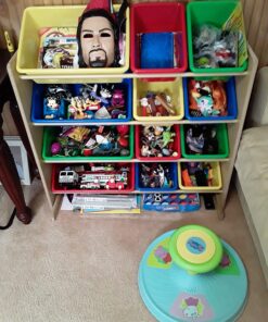 Humble Crew, Natural/Primary Kids' Toy Storage Organizer with 12 Plastic Bins, 34*35*15.5inch 59 81KcujiMWsL