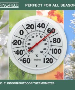 Springfield Indoor Outdoor Big Bold Thermometer, 8.5 Inch, White 30 81KcyEcdRfL