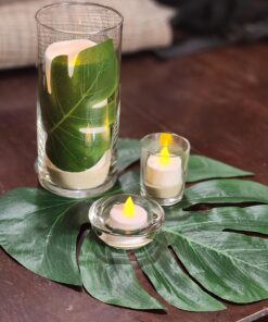 Moon Boat 120PCS Tropical Palm Leaves Plant Imitation Leaf-Hawaiian/Luau/Jungle Party Table Decorations 39 81KnACySi0L