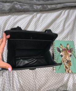 KMMOTORS Car Trash Can, Leather Trash Bag Foldable Hanging bin, Cute car Gadgets, Garbage Container, Vegan Leather(Medium, Black) Medium 44 81KnU5N6X1L