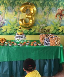 Beistle Jungle Trees Wall Backdrop, 4’ x 30’ – Photo Backdrop, Easy to Adhere Wall Covering, Tropical Party Decorations, Jungle Party Decorations, Greenery Backdrop, Party Decor 46 81Knz1LYgSL