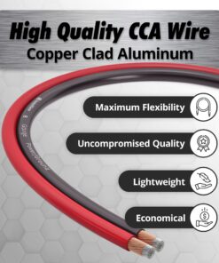 InstallGear 8 Gauge Wire (50ft) Copper Clad Aluminum CAA - Primary Automotive Wire, Car Amplifier Power & Ground Cable, Battery Cable, Car Audio Speaker Stereo, RV Trailer Wiring Welding Cable 8ga 50ft - Red/Black 18 81KoaaDiunL
