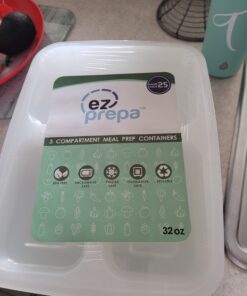 Ez Prepa 25 Pack 32oz 3 Compartment Meal Prep Containers with Lids -Food Storage Containers Plastic, Bento Box, Lunch Containers, Microwavable, Freezer and Dishwasher Safe, Food Containers 37 81Kpd4 66NL