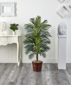 Nearly Natural 5263-0308 56in. Areca Palm Silk Tree with Basket, Green,30" x 32" x 56" 30 81KqNWQtPL
