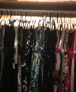 JS HANGER Lightweight Non Slip Wooden Hangers - 10 Pack Heavy Duty Wood Coat Hangers with Soft Stripes for Camisole, Jacket, Dress Clothes, Sweater, Natural Finish 41 81KqXRvs10L