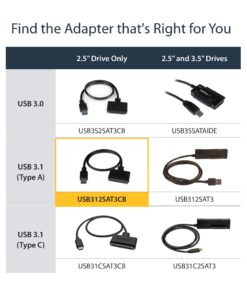 StarTech.com USB 3.1 to 2.5" SATA Hard Drive Adapter - USB 3.1 Gen 2 10Gbps with UASP External HDD/SSD Storage Converter (USB312SAT3CB) USB 3.1 | 2.5" 30 81KrXgiRunL