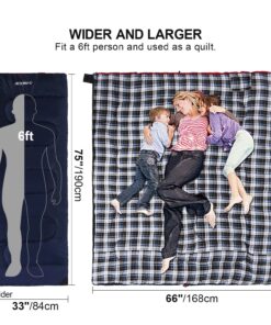 REDCAMP Cotton Flannel Sleeping Bag for Camping Backpacking, Adults Cold Weather Envelope Sleeping Bags with 2/3/4lbs Filling Blue with 2lbs filling 23 81KtG8uVGL