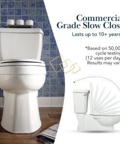 Soft Close Toilet Seat Round with Lid BR500-00 White, Comfortable, Durable, Sturdy, Stain-Resistant and Easy to Clean, Fits All Toilet Brands, Executive Series by Bath Royale Round Heavy-Duty 25 81Kw9hlF5jL