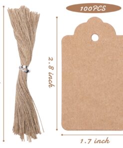 SallyFashion 100pcs Kraft Paper Gift Tags with String, Blank Gift Bags Tags Price Tags(Brown) 100pcs Brown 23 81KwslQqvkL