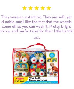 Melissa & Doug K's Kids Pull-Back Vehicle Set - Soft Baby Toy Set With 4 Cars and Trucks and Carrying Case - Pull Back Cars, Toys For Babies And Toddlers 38 81KxOIT9TL 1