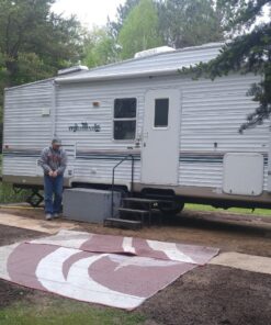 Stylish Camping 159125 9-feet by 12-feet Reversible Mat, Plastic Straw Rug, Large Floor Mat for Outdoors, RV, Patio, Backyard, Picnic, Beach, Camping (Burgundy) 9x12 Burgundy/Brown 17 81KxSZ1uDLL