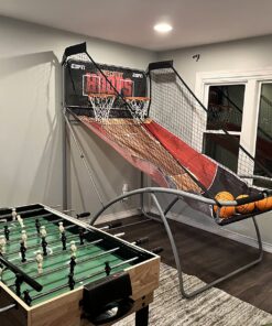 Hall of Games Indoor Arcade Basketball Games Multiple Styles, 2-Player Arcade Scoring Display with Rubber Basketball Set, Perfect for Family Game Rooms Deluxe (Poly Backboard & Premium Scorer) 26 81Kys5LksEL