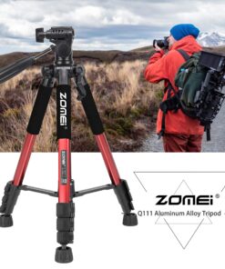 55" Tripod Q111 Travel Camera Tripod with 3-Way Pan Head and Phone Holder Mount for Gopro,Projector,Smartphones Webcam,Spotting Scopesto Live Broadcast and DSLR EOS Canon Nikon Sony Samsung(Red) 55" Red 24 81L 9eZ1C5L
