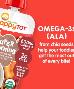 Happy Tot Organics Super Morning Stage 4, Apple Cinnamon, Yogurt, Oats + Super Chia, 4 Ounce Pouch (Pack of 8) packaging may vary Apple Cinnamon, Yogurt, & Oats 4 Ounce (Pack of 8) 11 81L pxo3DZL