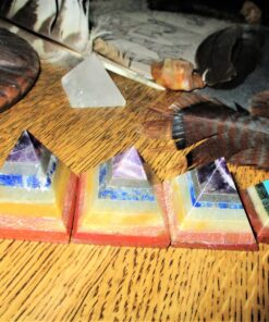 CHAKRA PYRAMID STONE w/ 7 Chakra Stones ~ Red Jasper, Aventurine, Golden Quartz, Amethyst ~ 30-40mm Size by Shambala Shop 29 81L03FBBuQL