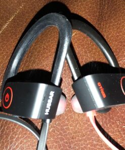 Bluetooth Headphones, Hussar Magicbuds Best Wireless Sports Earphones with Mic, IPX7 Waterproof, HD Sound with Bass, Noise Cancelling, Secure Fit, up to 9 Hours Working time (Upgraded), Black 42 81L0qv12YbL