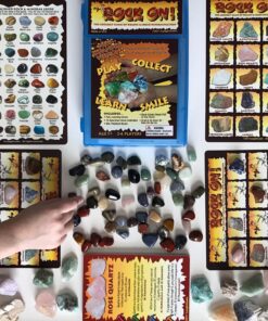 ROCK ON! Geology Game with Rock & Mineral Collection – Collect and Learn with STEM-based Educational Science Kit in Carrying Tote - Amethyst, Rhodonite, Selenite Crystal, Unakite and lots more 33 81L1N5HHlzL 2