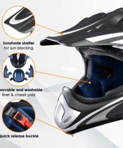 AHR Adult Offroad Dirt Bike Helmet Motocross ATV Dirtbike Outdoor BMX MX Full Face Motorcycle Helmet DOT Approved Passion Gray Medium 23 81L4EJV4UL