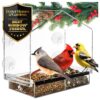 Window Bird Feeders for Outside - Large Bird House Style Window Bird Feeder - Window Bird Feeders with Strong Suction Cups with Drain Holes, Removable Tray, Large Seed Capacity and Rubber Perch 36 81L4pG0A4NL
