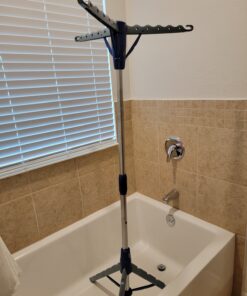 Household Essentials 5009-1 Collapsible Portable Indoor Tripod Clothes Drying Rack for Hanging Laundry | Silver and Blue Medium 44 81L54FwnkrL