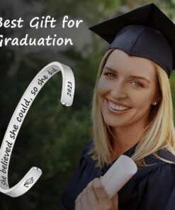 M MOOHAM Graduation Gifts for Her Him 2023, Inspirational Graduation Bracelets Class Of 2023 High School College Graduation Gifts for Her with Graduation Box " With Box -She Believed She Could So She Did 21 81L577m4BWL