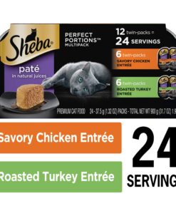 SHEBA PERFECT PORTIONS Paté Adult Wet Cat Food Trays (24 Count, 48 Servings), Savory Chicken and Roasted Turkey Entrée, Easy Peel Twin-Pack Trays 1.32 Ounce (Pack of 24) 28 81L8Mx2TryL