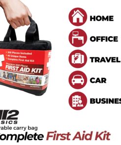 Professional 300 Piece (40 Unique Items) First Aid Kit | Emergency Medical Kits | Home, Business, Camping, Car, Office, Travel, Vehicle, Kids, Boat, Survival, Supplies 57 81L9Foz80FL