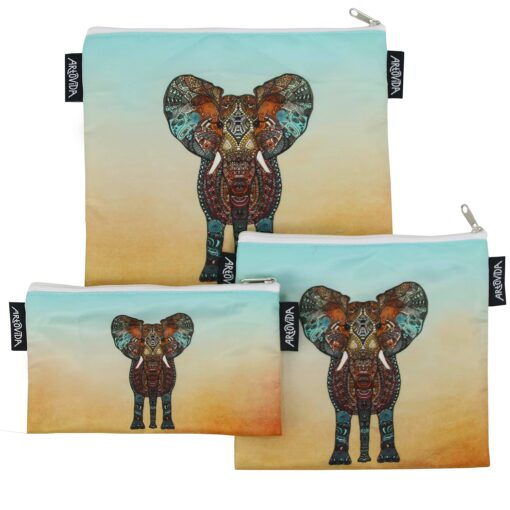 Artovida Neoprene Reusable Sandwich & Snack Bags, Monika Strigel Elephant, Unisex, 15in Monika Strigel - Elephant